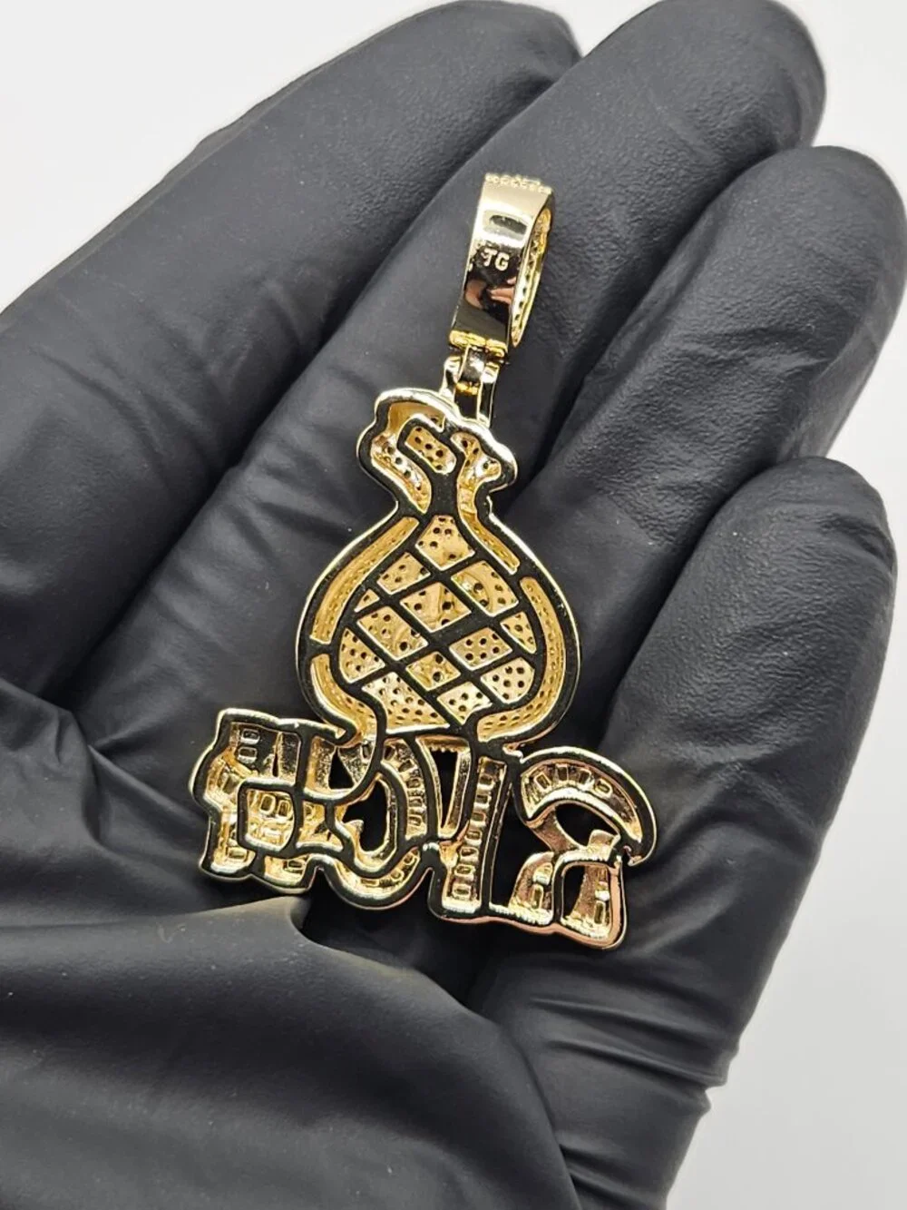 Iced Out Gold Filled 5A CZ Money Bag RICH Pendant 9mm Bail